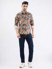 Spykar Friar Brown Slim Fit Casual Shirts For Men