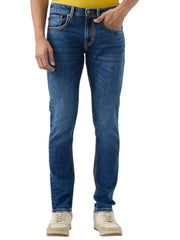 Spykar Dark Blue Slim Fit Low Rise Jeans for Men