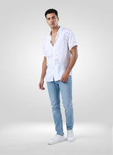 Men Spykar White Print Regular Fit Shirt
