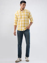Men Spykar Yellow Check Regular Fit Shirt
