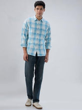 Men Spykar Blue Check Regular Fit Shirt