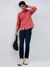 Men Spykar Red Solid Regular Fit Shirt