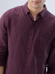 Spykar Men Red Solid Regular Fit Shirt