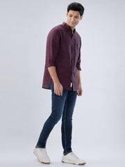 Spykar Men Red Solid Regular Fit Shirt