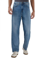 Spykar Men Blue Solid Loose Fit Mid Rise Jeans