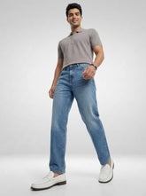 Spykar Men Blue Solid Loose Fit Mid Rise Jeans