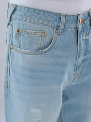 Spykar Men Blue Solid Loose Fit Mid Rise Jeans