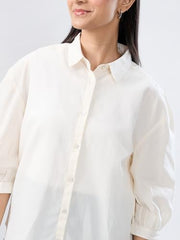 Women Spykar White Solid Regular Fit Shirt