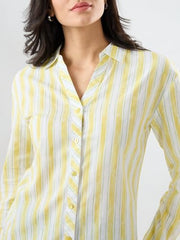 Spykar Yellow Solid Regular Fit Shirts for Women