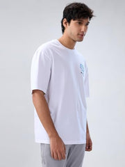 Spykar Men White Graphic Relaxed Fit T-Shirt