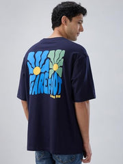 Spykar Men Blue Graphic Relaxed Fit T-Shirt