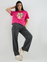 Spykar Grey Solid Straight Fit Mid Rise Trackpants for Women