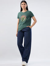 Women Spykar Green Graphic Regular Fit T-Shirt