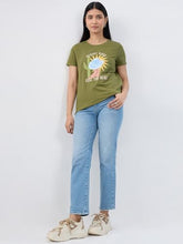 Women Spykar Green Graphic Regular Fit T-Shirt