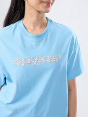 Women Spykar Blue Graphic Oversized Fit T-Shirt