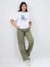 Women Spykar White Graphic Oversized Fit T-Shirt