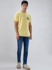 Men Spykar Yellow Graphic Regular Fit T-Shirt