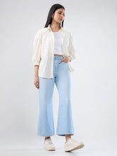 Women Spykar Blue Solid Wide Leg High Rise Jeans