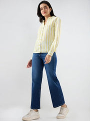 Spykar Women Blue Solid Wide Leg High Rise Jeans