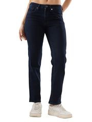 Spykar Women Blue Solid Slim Fit Mid Rise Jeans