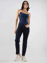 Spykar Women Blue Solid Slim Fit Mid Rise Jeans