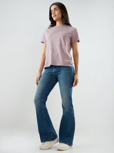 Spykar Women Blue Solid Flare Leg Mid Rise Jeans