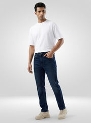 Men Spykar Blue Solid Comfort Fit Mid Rise Jeans