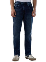 Men Spykar Blue Solid Comfort Fit Mid Rise Jeans