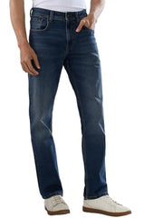 Men Spykar Blue Solid Comfort Fit Mid Rise Jeans