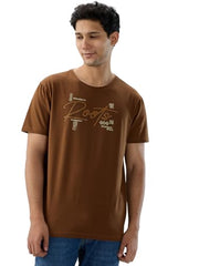 Spykar Men Brown Graphic Regular Fit T-Shirt