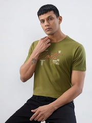 Spykar Men Green Graphic Regular Fit T-Shirt