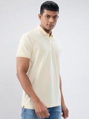 Men Spykar White Solid Regular Fit T-Shirt