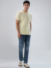 Men Spykar Green Print Regular Fit T-Shirt