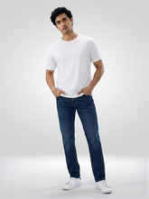 Men Spykar Blue Solid Comfort Fit Mid Rise Jeans