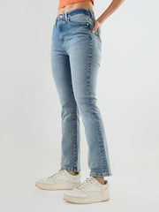 Spykar Women Blue Solid Boot Cut Fit High Rise Jeans