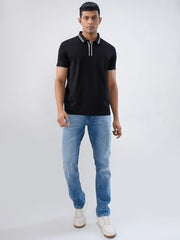 Spykar Men Black Solid Regular Fit T-Shirt