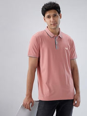 Spykar Men Pink Solid Regular Fit T-Shirt
