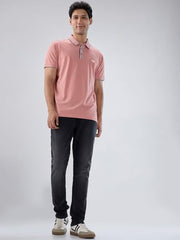 Spykar Men Pink Solid Regular Fit T-Shirt