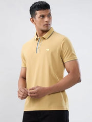 Spykar Men Yellow Solid Regular Fit T-Shirt
