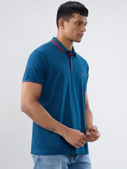 Spykar Men Blue Solid Regular Fit T-Shirt