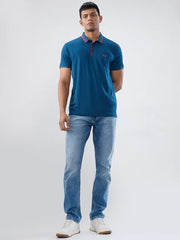 Spykar Men Blue Solid Regular Fit T-Shirt