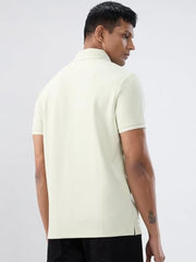Men Spykar Green Solid Regular Fit T-Shirt