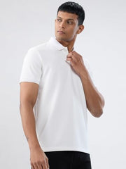 Men Spykar White Solid Regular Fit T-Shirt