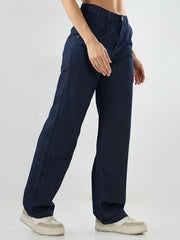 Spykar Women Blue Solid Straight Fit High Rise Jeans