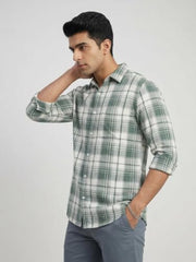 Spykar Green Regular Fit Shirt for Men