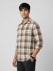 Spykar Brown Regular Fit Shirt for Men