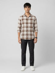 Spykar Brown Regular Fit Shirt for Men