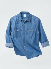 Spykar Mid Blue Regular Fit Shirt for Men