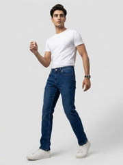 Spykar Dark Blue Relaxed Fit Mid Rise Jeans for Men