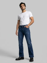 Spykar Dark Blue Boot Cut Fit Mid Rise Jeans for Men